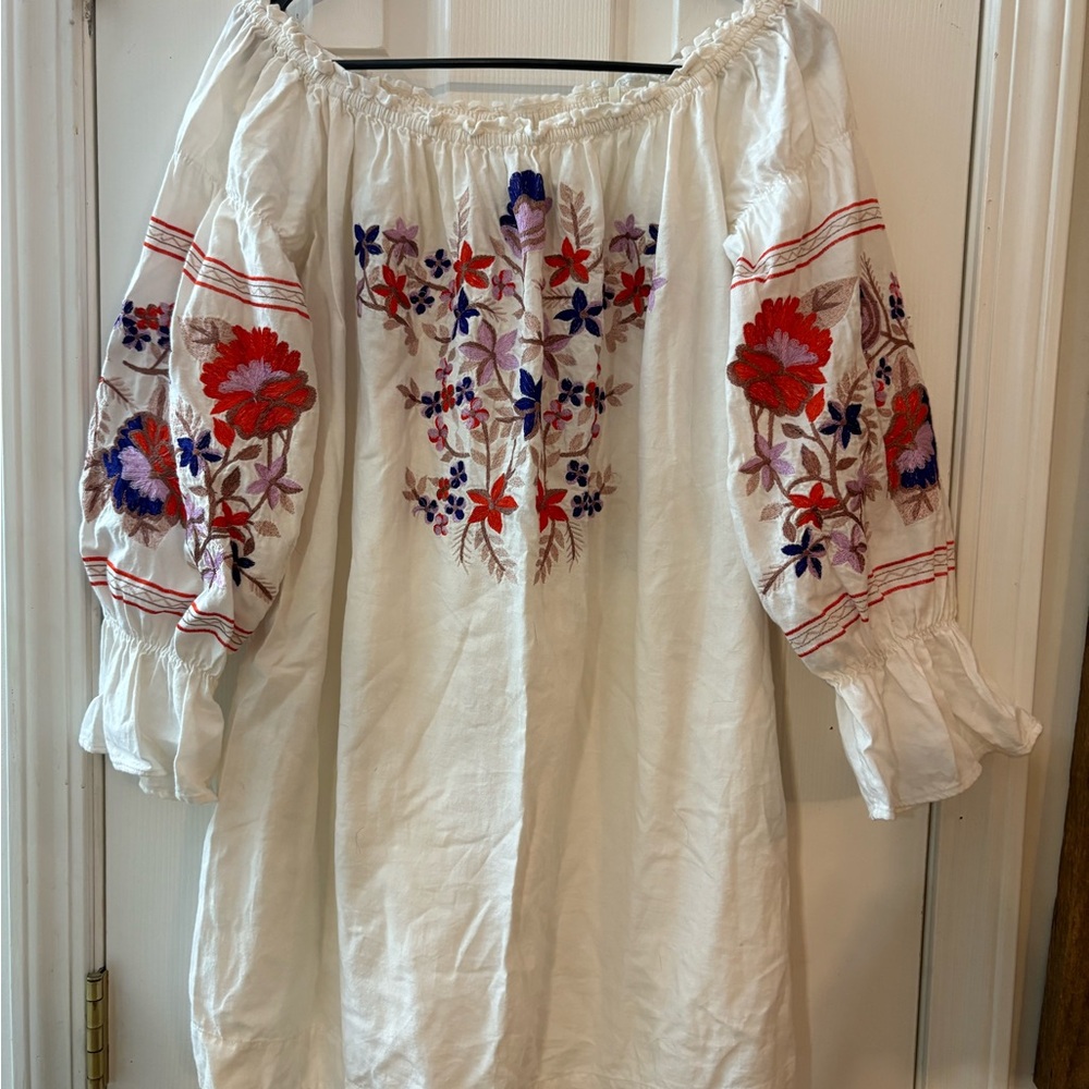 Free People Cream Gathered Dress